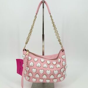 Betsey Johnson I Want Candy Hearts Pearl Bag